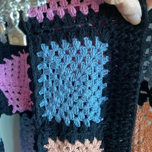 SAACHI NWT Vintage Inspired Boho Granny Square Knit Cardigan Sweater size O/S - Picture 8 of 17